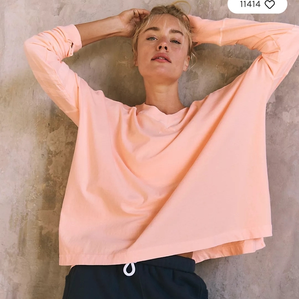 FP Movement by Free People Peach Long Sleeve Boxy Tee